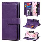 For Samsung Galaxy Note10 Multifunctional Magnetic Copper Buckle Horizontal Flip Solid Color Leather Case with 10 Card Slots & Wallet & Holder & Photo Frame(Purple) - 1