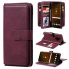 For Samsung Galaxy S9+ Multifunctional Magnetic Copper Buckle Horizontal Flip Solid Color Leather Case with 10 Card Slots & Wallet & Holder & Photo Frame(Wine Red) - 1