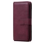 For Samsung Galaxy S9+ Multifunctional Magnetic Copper Buckle Horizontal Flip Solid Color Leather Case with 10 Card Slots & Wallet & Holder & Photo Frame(Wine Red) - 2