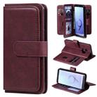 For Samsung Galaxy S9 Multifunctional Magnetic Copper Buckle Horizontal Flip Solid Color Leather Case with 10 Card Slots & Wallet & Holder & Photo Frame(Wine Red) - 1