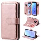 For Samsung Galaxy S9 Multifunctional Magnetic Copper Buckle Horizontal Flip Solid Color Leather Case with 10 Card Slots & Wallet & Holder & Photo Frame(Rose Gold) - 1