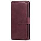 For Samsung Galaxy S10+ Multifunctional Magnetic Copper Buckle Horizontal Flip Solid Color Leather Case with 10 Card Slots & Wallet & Holder & Photo Frame(Wine Red) - 2