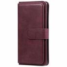 For Samsung Galaxy S10+ Multifunctional Magnetic Copper Buckle Horizontal Flip Solid Color Leather Case with 10 Card Slots & Wallet & Holder & Photo Frame(Wine Red) - 2