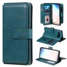 For Samsung Galaxy S10+ Multifunctional Magnetic Copper Buckle Horizontal Flip Solid Color Leather Case with 10 Card Slots & Wallet & Holder & Photo Frame(Dark Green) - 1