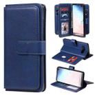 For Samsung Galaxy S10+ Multifunctional Magnetic Copper Buckle Horizontal Flip Solid Color Leather Case with 10 Card Slots & Wallet & Holder & Photo Frame(Dark Blue) - 1