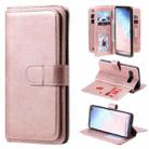For Samsung Galaxy S10+ Multifunctional Magnetic Copper Buckle Horizontal Flip Solid Color Leather Case with 10 Card Slots & Wallet & Holder & Photo Frame(Rose Gold) - 1