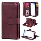 For Samsung Galaxy S10 Multifunctional Magnetic Copper Buckle Horizontal Flip Solid Color Leather Case with 10 Card Slots & Wallet & Holder & Photo Frame(Wine Red) - 1