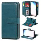 For Samsung Galaxy S10 Multifunctional Magnetic Copper Buckle Horizontal Flip Solid Color Leather Case with 10 Card Slots & Wallet & Holder & Photo Frame(Dark Green) - 1