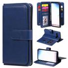 For Samsung Galaxy S10 Multifunctional Magnetic Copper Buckle Horizontal Flip Solid Color Leather Case with 10 Card Slots & Wallet & Holder & Photo Frame(Dark Blue) - 1