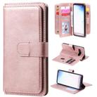 For Samsung Galaxy S10 Multifunctional Magnetic Copper Buckle Horizontal Flip Solid Color Leather Case with 10 Card Slots & Wallet & Holder & Photo Frame(Rose Gold) - 1