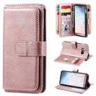 For Samsung Galaxy S10e Multifunctional Magnetic Copper Buckle Horizontal Flip Solid Color Leather Case with 10 Card Slots & Wallet & Holder & Photo Frame(Rose Gold) - 1