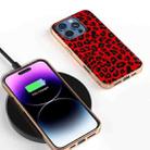 For iPhone 16 Pro Nano Plating Leopard Print Phone Case(Red) - 2