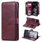 For Samsung Galaxy S20 Ultra 5G Multifunctional Magnetic Copper Buckle Horizontal Flip Solid Color Leather Case with 10 Card Slots & Wallet & Holder & Photo Frame(Wine Red) - 1