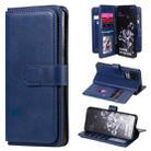 For Samsung Galaxy S20 Ultra 5G Multifunctional Magnetic Copper Buckle Horizontal Flip Solid Color Leather Case with 10 Card Slots & Wallet & Holder & Photo Frame(Dark Blue) - 1