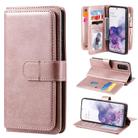 For Samsung Galaxy S20 5G Multifunctional Magnetic Copper Buckle Horizontal Flip Solid Color Leather Case with 10 Card Slots & Wallet & Holder & Photo Frame(Rose Gold) - 1