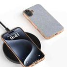 For iPhone 16 Plus Nano Plating Diamond Texture Phone Case(Black) - 2