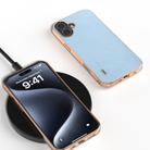 For iPhone 16 Plus ABEEL Genuine Leather Mino Series Nano Plating Phone Case(Blue) - 2