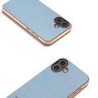 For iPhone 16 Plus ABEEL Genuine Leather Mino Series Nano Plating Phone Case(Blue) - 3