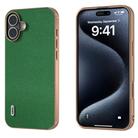 For iPhone 16 Plus ABEEL Genuine Leather Mino Series Nano Plating Phone Case(Green) - 1