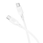 BOROFONE BX113 60W USB-C / Type-C to Type-C Silicone Charging Data Cable, Length:1m(White) - 2