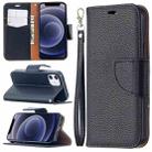 For iPhone 12 mini Litchi Texture Pure Color Horizontal Flip Leather Case with Holder & Card Slots & Wallet & Lanyard(Black) - 1