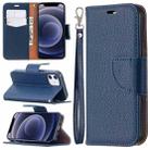 For iPhone 12 mini Litchi Texture Pure Color Horizontal Flip Leather Case with Holder & Card Slots & Wallet & Lanyard(Blue) - 1