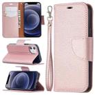 For iPhone 12 mini Litchi Texture Pure Color Horizontal Flip Leather Case with Holder & Card Slots & Wallet & Lanyard(Rose Gold) - 1