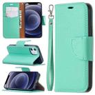 For iPhone 12 mini Litchi Texture Pure Color Horizontal Flip Leather Case with Holder & Card Slots & Wallet & Lanyard(Green) - 1
