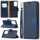 For Samsung Galaxy Note20 Ultra Litchi Texture Pure Color Horizontal Flip Leather Case with Holder & Card Slots & Wallet & Lanyard(Blue) - 1