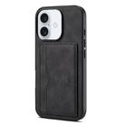 For iPhone 16 Plus Denior D08 PU Single Card Slot Holder Phone Case(Black) - 1