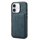 For iPhone 16 Plus Denior D08 PU Single Card Slot Holder Phone Case(Blue) - 1