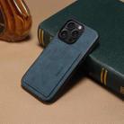 For iPhone 16 Pro Denior D08 PU Single Card Slot Holder Phone Case(Blue) - 2