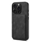 For iPhone 16 Pro Max Denior D08 PU Single Card Slot Holder Phone Case(Black) - 1