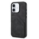 For iPhone 16 Plus Denior D09 PU Dual Card Slot Back Cover Phone Case(Black) - 1