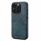 For iPhone 16 Pro Denior D09 PU Dual Card Slot Back Cover Phone Case(Blue) - 1