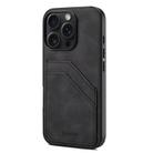 For iPhone 16 Pro Max Denior D09 PU Dual Card Slot Back Cover Phone Case(Black) - 1