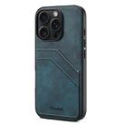 For iPhone 16 Pro Max Denior D09 PU Dual Card Slot Back Cover Phone Case(Blue) - 1