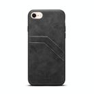 For iPhone 16e Denior D09 PU Dual Card Slot Back Cover Phone Case(Black) - 1