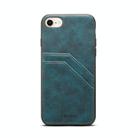 For iPhone 16e Denior D09 PU Dual Card Slot Back Cover Phone Case(Blue) - 1