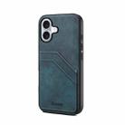 For iPhone 17 Denior D09 PU Dual Card Slot Back Cover Phone Case(Blue) - 1