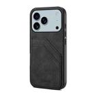 For iPhone 17 Pro Denior D09 PU Dual Card Slot Back Cover Phone Case(Black) - 1