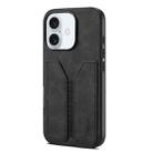 For iPhone 16 Denior D07 DV Elastic Card Slot PU Back Cover Phone Case(Black) - 1