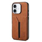 For iPhone 16 Plus Denior D07 DV Elastic Card Slot PU Back Cover Phone Case(Brown) - 1