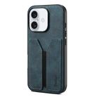 For iPhone 16 Plus Denior D07 DV Elastic Card Slot PU Back Cover Phone Case(Blue) - 1