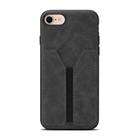 For iPhone 16e Denior D07 DV Elastic Card Slot PU Back Cover Phone Case(Black) - 1
