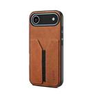 For iPhone 17 Air Denior D07 DV Elastic Card Slot PU Back Cover Phone Case(Brown) - 1