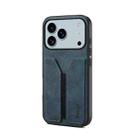 For iPhone 17 Pro Max Denior D07 DV Elastic Card Slot PU Back Cover Phone Case(Blue) - 1