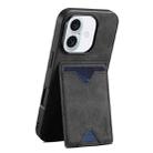 For iPhone 16 Plus Denior D06 PU Back Cover Card Slot Holder Phone Case(Black) - 1