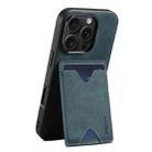 For iPhone 16 Pro Denior D06 PU Back Cover Card Slot Holder Phone Case(Blue) - 1