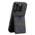 For iPhone 16 Pro Max Denior D06 PU Back Cover Card Slot Holder Phone Case(Black) - 1